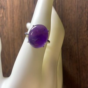 ✨Cute Amethyst .925 Silver Plated Adjustable Ring✨